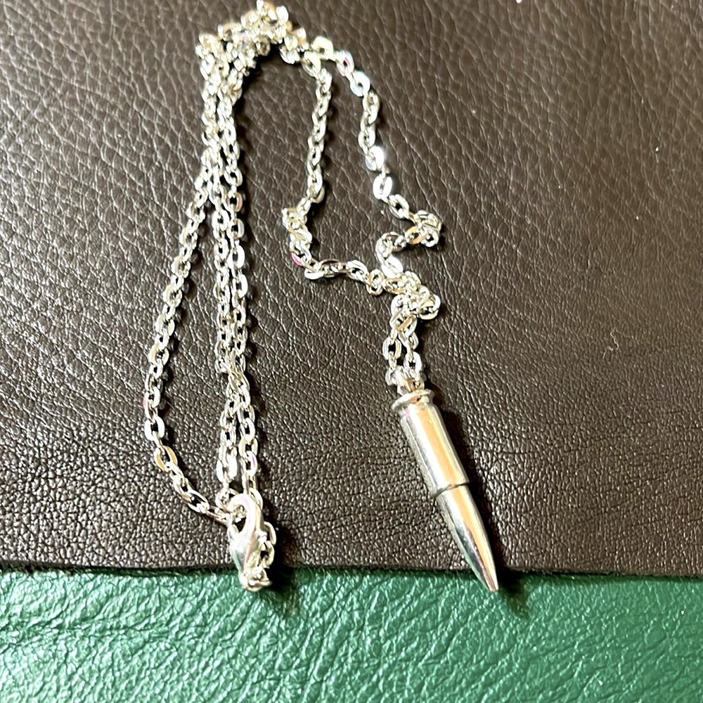 Silver Sniper Rifle Bullet Pendant Necklace
